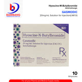 GASMODIC Hyoscine N Butylbromide 20mg/ml Solution for Injection (IM/IV) Anticholinergic 1ml x 10 Ampoules