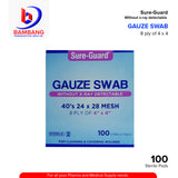 SURE-GUARD Gauze Swab without X-ray Detectable 100 Sterile Pads 40'S 24 X 28 MESH  8 PLY | 4" X 4"