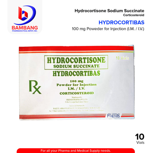 HYDROCORTIBAS Hydrocortisone Sodium Succinate 100 mg Powder for Injection IM/IV Vials 10's