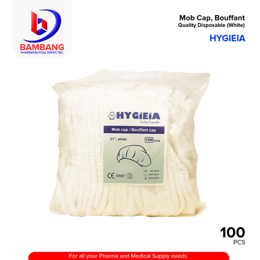 HYGIEIA Bouffant Cap / Mob Cap 21" White Pieces 100's
