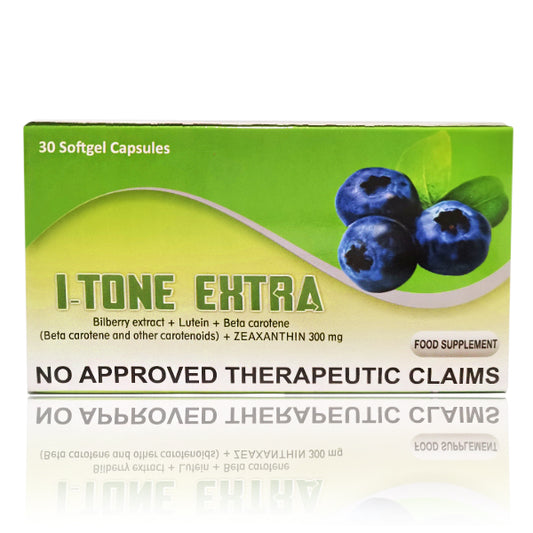 Bilberry Extract + Betacarotene (Eye Tone Extra) 300mg Betacarotene and Other Carotenoids + Zeaxantine Food Supplement Softgel Capsules 30's