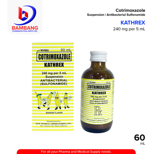 KATHREX Cotrimoxazole 240 mg per 5 ml Suspension Antibacterial Sulfonamide 60mL