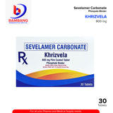 KHRIZVELA Sevelamer Carbonate Phosphate Binder 800 mg Tablet 30's