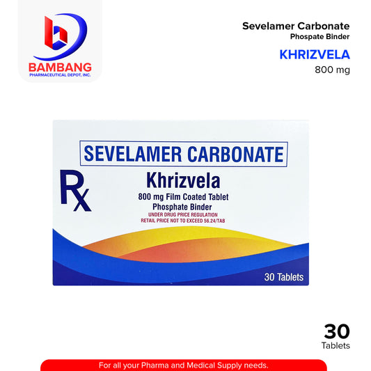 KHRIZVELA Sevelamer Carbonate Phosphate Binder 800 mg Tablet 30's