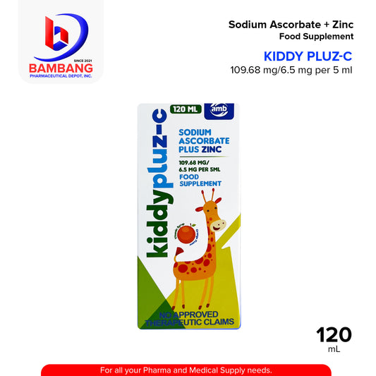 KIDDYPLUZ-C Sodium Ascorbic Plus Zinc 109.68 mg / 6.5 mg Per ML Food Supplement 120mL