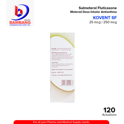 KOVENT SF Salmeterol Fluticasone 25 mcg 250 mcg Metered Dose Inhaler Anti Asthma Actuations 120's