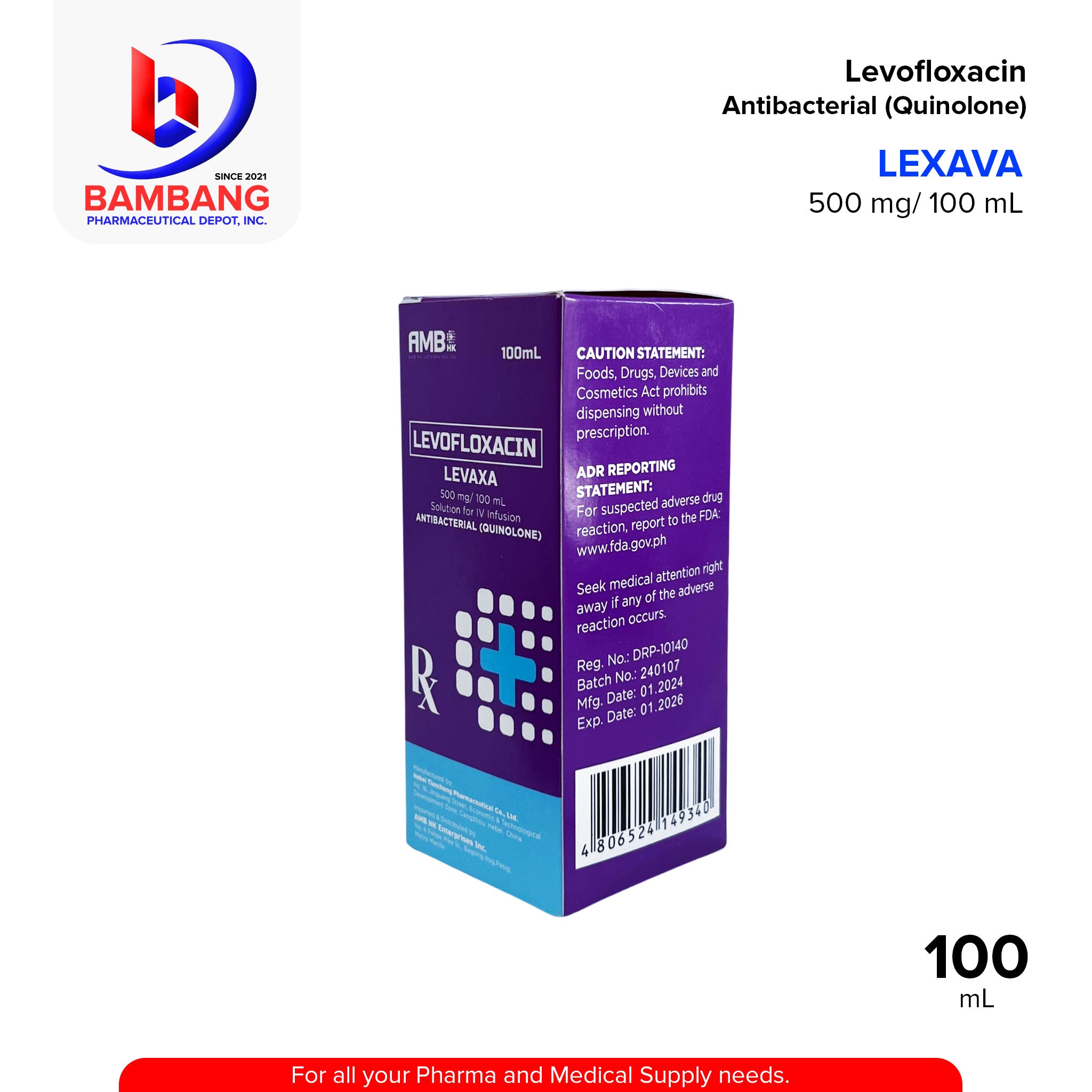 LEVAXA Levofloxacin 500 Mg 100 ML Solution For IV Infusion Antibacte levaxa-levofloxacin-500-mg-100-ml-solution-for-iv-infusion-antibacte