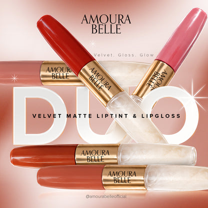 AMOURA BELLE Velvet Matte Liptint & Lip Gloss Duo – Long-Lasting Matte Color & High-Shine Finish