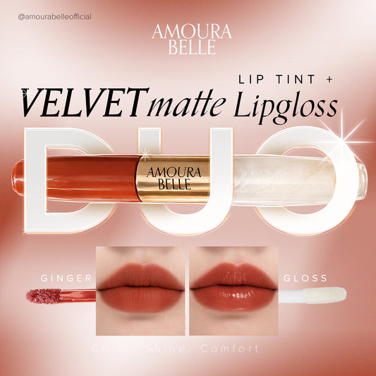 AMOURA BELLE Velvet Matte Liptint & Lip Gloss Duo – Long-Lasting Matte Color & High-Shine Finish