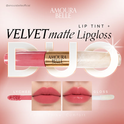 AMOURA BELLE Velvet Matte Liptint & Lip Gloss Duo – Long-Lasting Matte Color & High-Shine Finish