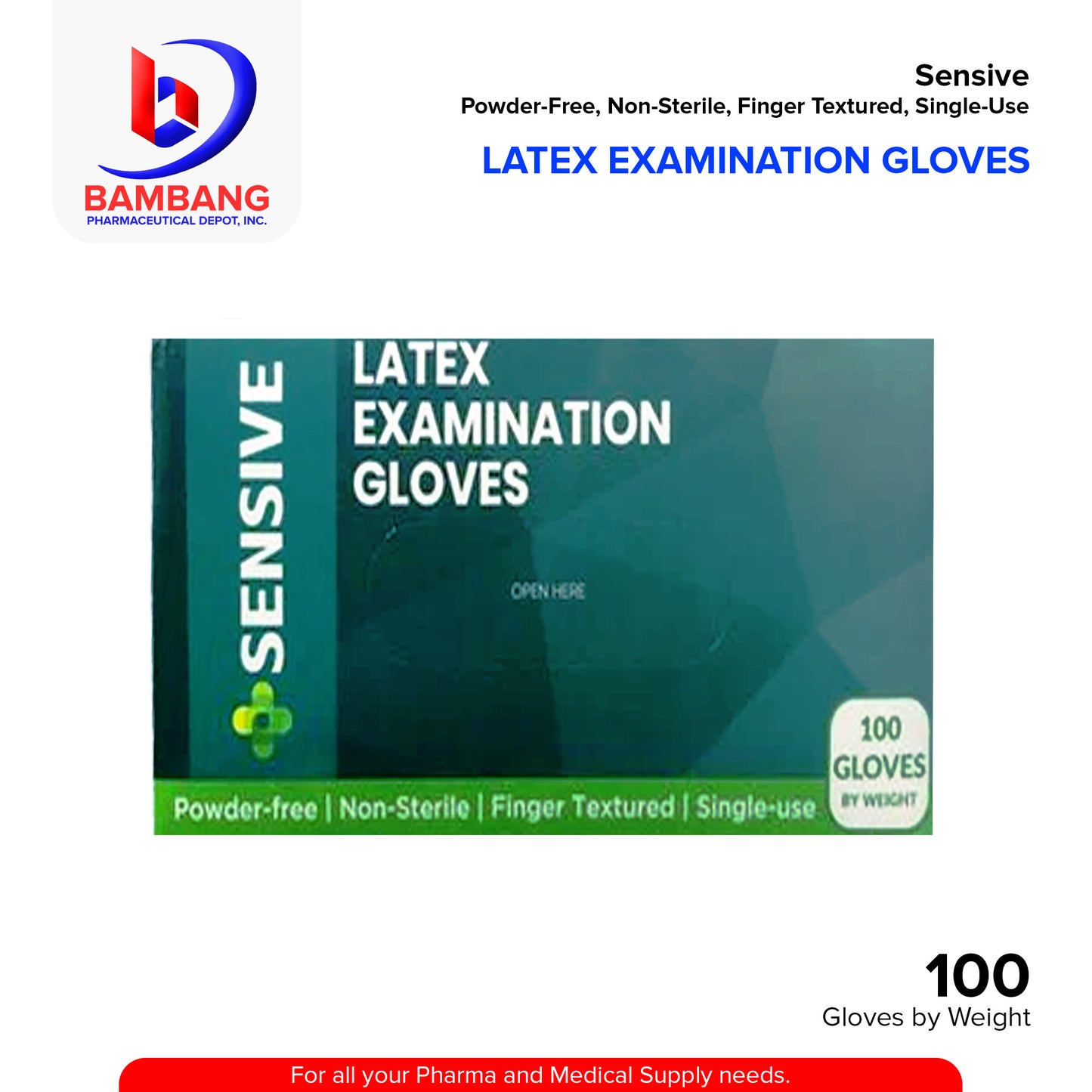 Latex Examination Gloves (Sensive) Powder Free Non Sterile Size Small 100's