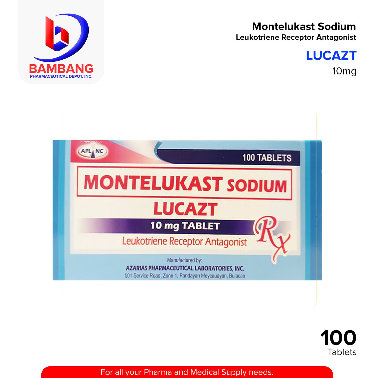 LUCAZT Montelukast Sodium 10mg Tablet 100's
