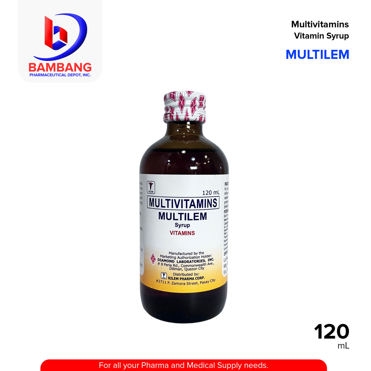 MULTILEM Multivitamins Vitamin Syrup 120 mL – Bambang Pharmaceutical ...