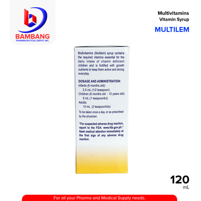 MULTILEM Multivitamins Vitamin Syrup 120 mL