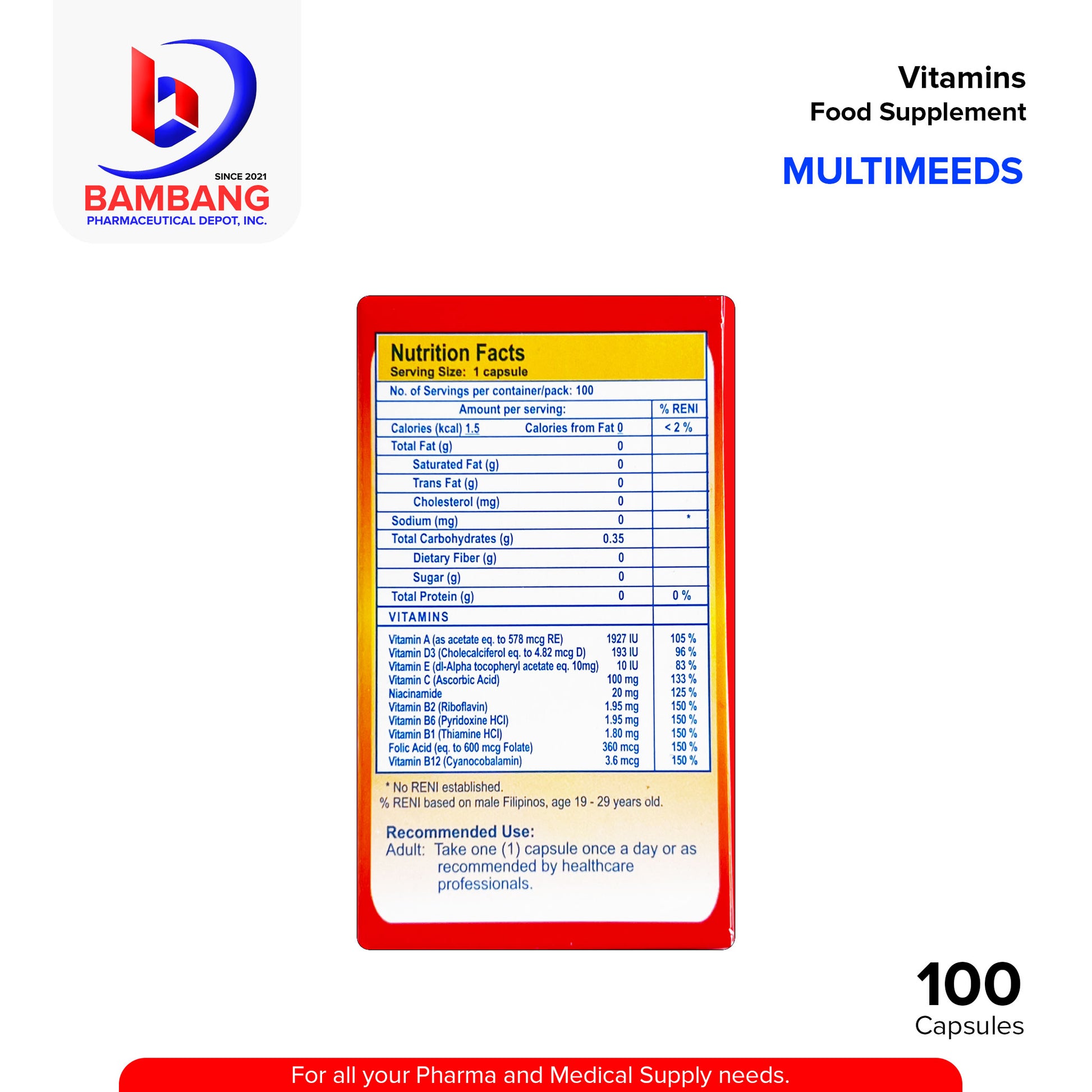 MULTIMEEDS Vitamins Food Supplement Capsule 100's
