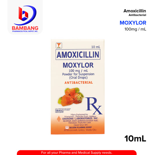 MOXYLOR Amoxicillin 100mg/ml Powder for Suspension Anti Bacterial (Oral Drops) 10ml