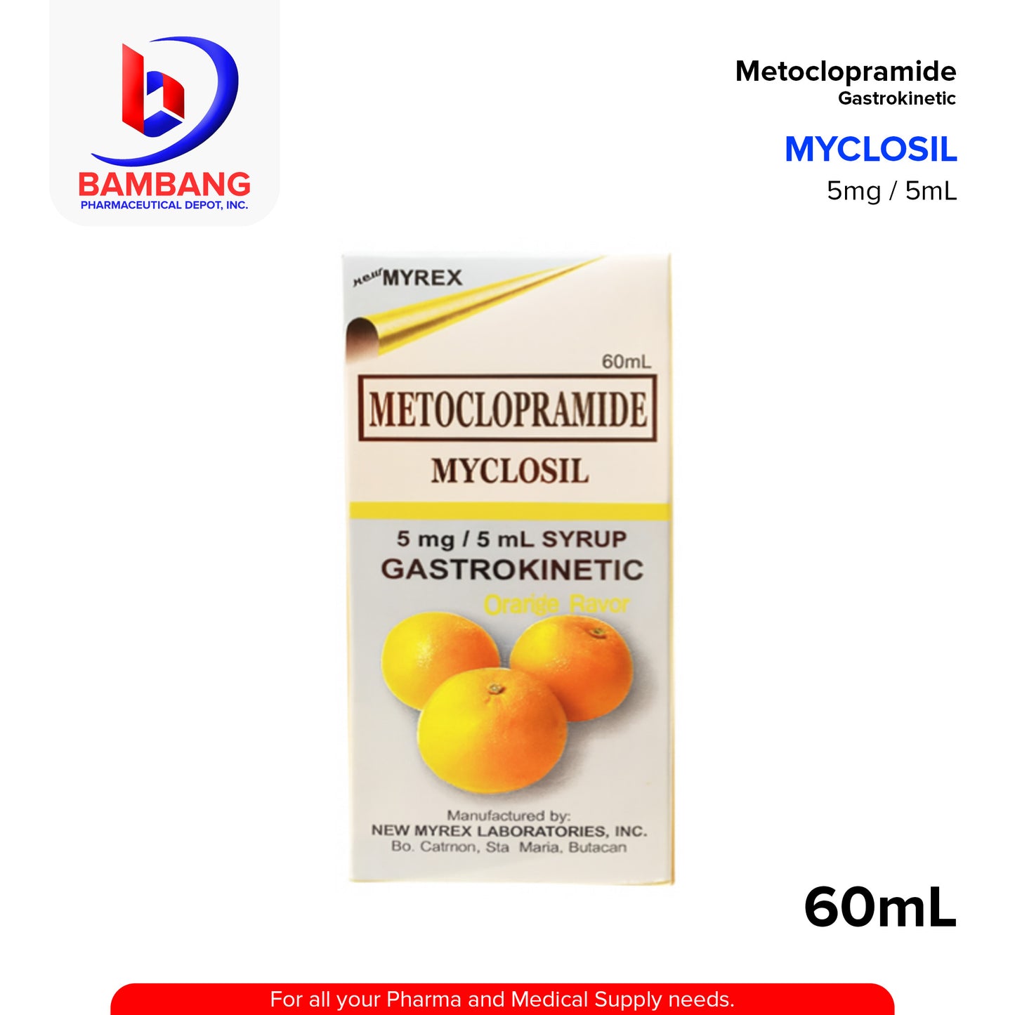 MYCLOSIL Metoclopramide 5mg/5ml Gastrokinetic Syrup 60mL