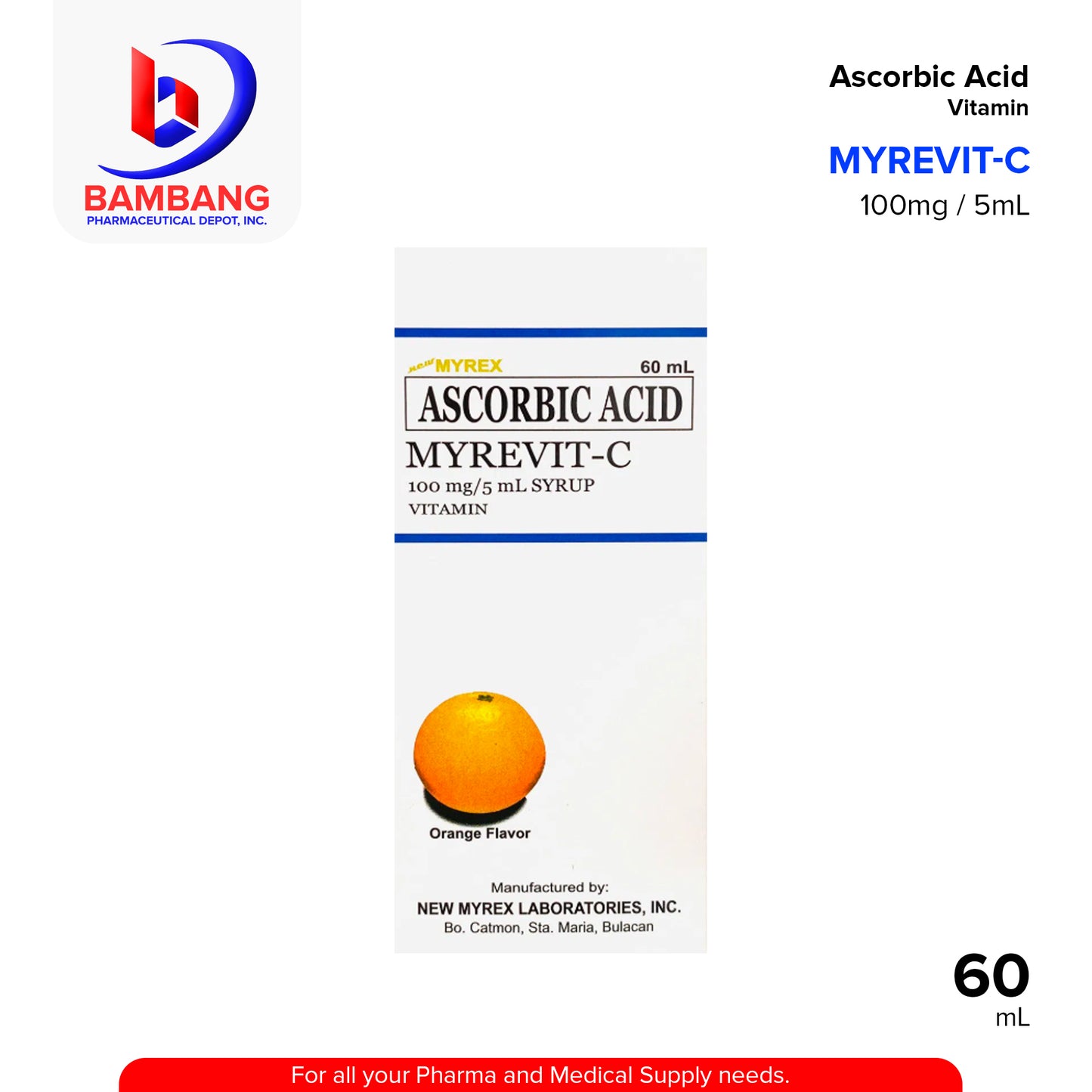 MYREVIT C Ascorbic Acid Vitamin 100mg/5ml Syrup 60ml