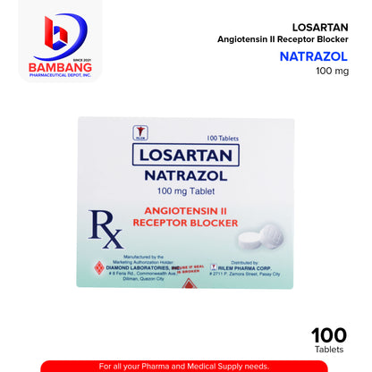 NATRAZOL Losartan Angiotensin II Receptor Blocker 100mg Tablet 100's