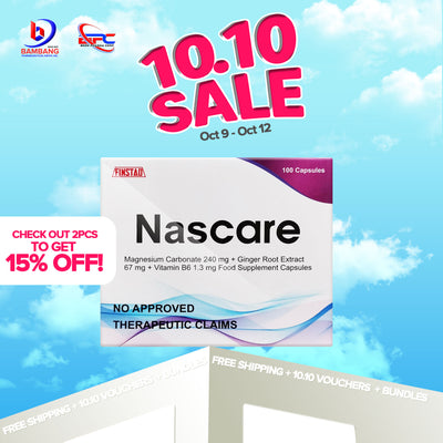 NASCARE Magnesium Carbonate 240 mg + Ginger Root Extract 67 mg + Vitamin B6 1.3 mg Food Supplement Capsule 100's