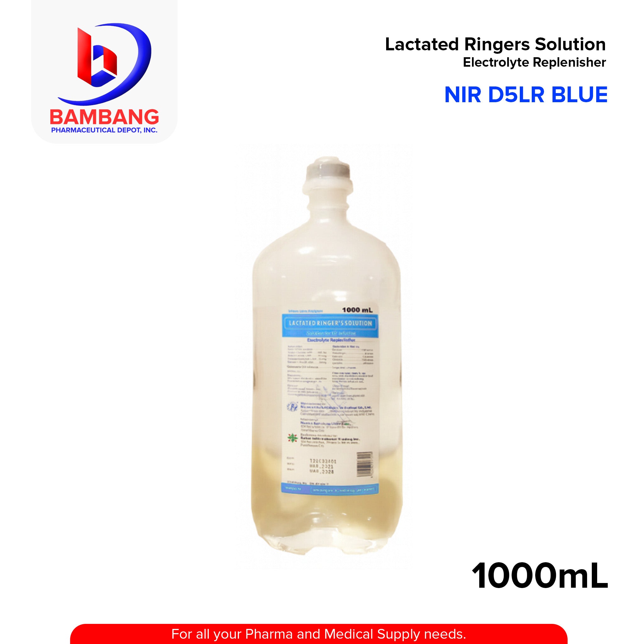 SAJAR Dextrose in Lactated Ringers Solution (Nir D5LR Blue) 5% Solutio ...