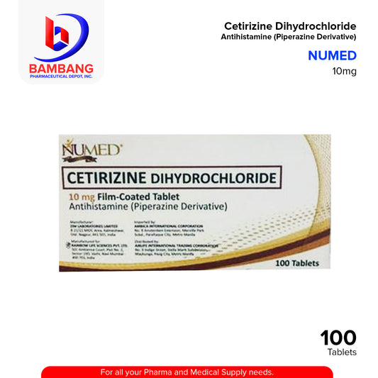 NUMED Cetirizine Dihydrochloride 10mg Film Coated Tablet 100's