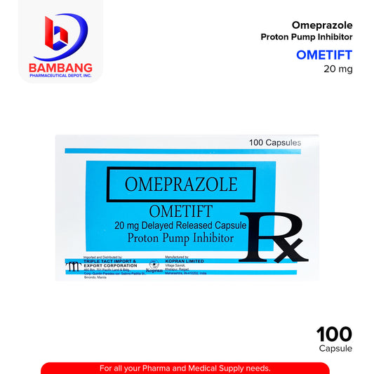 OMETIFT Omeprazole Proton Pump Inhibitor 20mg Delayed Released Capsule 100's