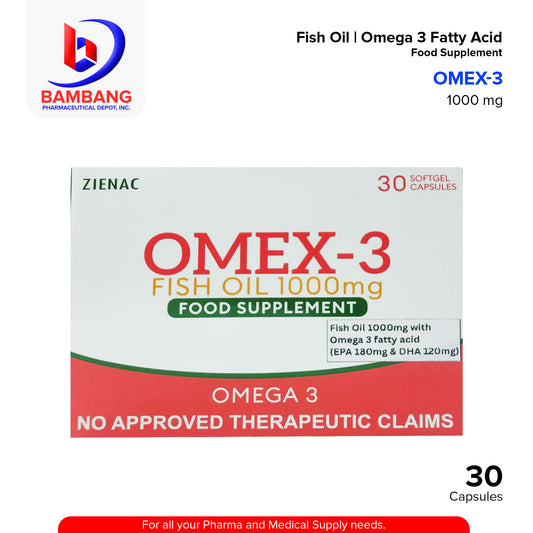 OMEX-3 Fish Oil Omega 3 Food Supplement 1000mg Soft Gel Capsule 30's