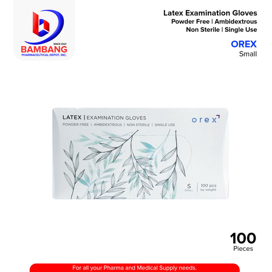 OREX Latex Examination Gloves Powder Free Ambidextrous Non Sterile Single Use Small 100PCS