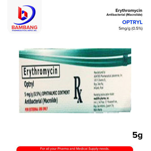 OPTRYL Erythromycin 0.5% Opthalmic Ointment Antibacterial 5g