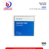 Orex Gauze Pad Non Sterile 4" x 4" - 8 Ply 24 x 28 Mesh 100PCS