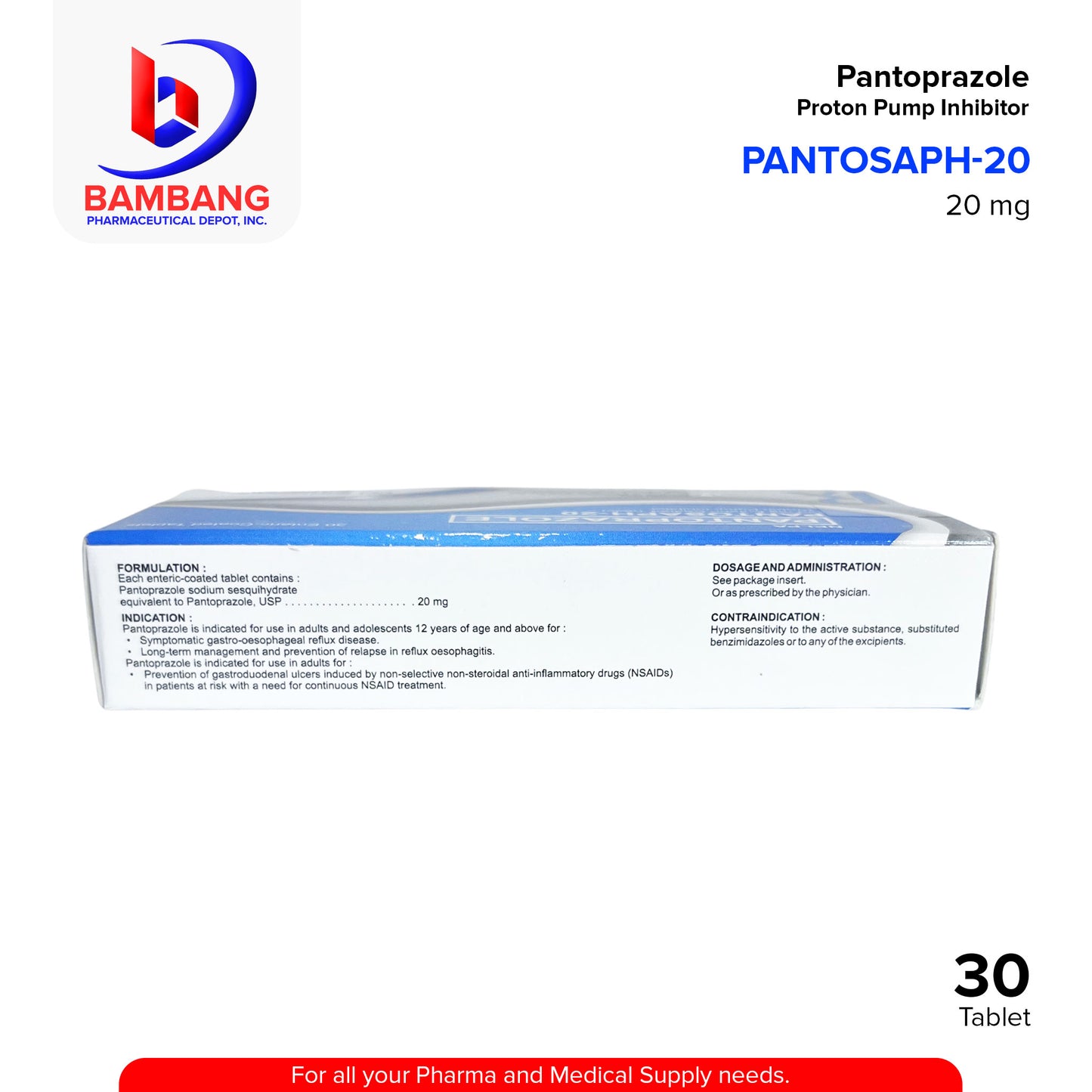 PANTOSAPH-20 Pantoprazole 20 mg Proton Pump Inhibitor Tablet 30's