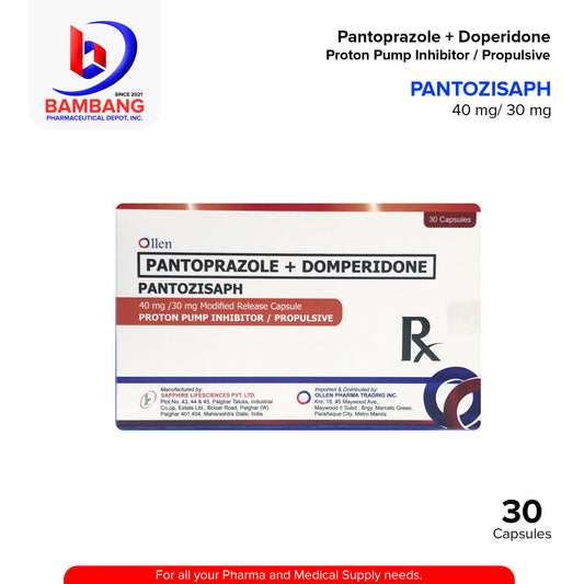 PANTOZISAPH Pantoprazole + Domperidone 40 mg / 30 mg Modified Release Capsule Proton Pump Inhibitor / Propulsive 30 Capsules