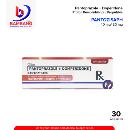 PANTOZISAPH Pantoprazole + Domperidone 40 mg / 30 mg Modified Release Capsule Proton Pump Inhibitor / Propulsive 30 Capsules