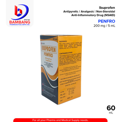 PENFRO Ibuprofen 200 mg / 5 mL Suspension Antipyretic Analgesic Non Steroidal Anti Inflammatory Drug