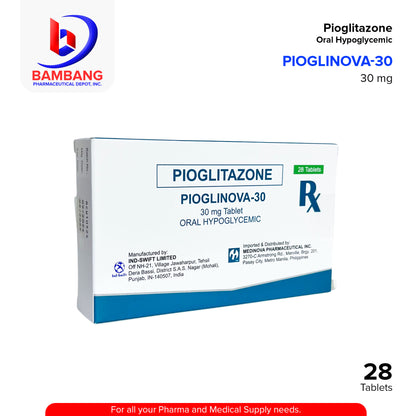 PIOGLINOVA-30 Pioglitazone Oral Hypoglycemic 30 mg Tablet 28's
