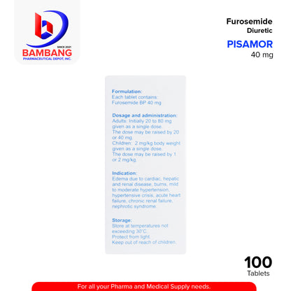 PISAMOR Furosemide Diuretic 40mg Tablet 100's