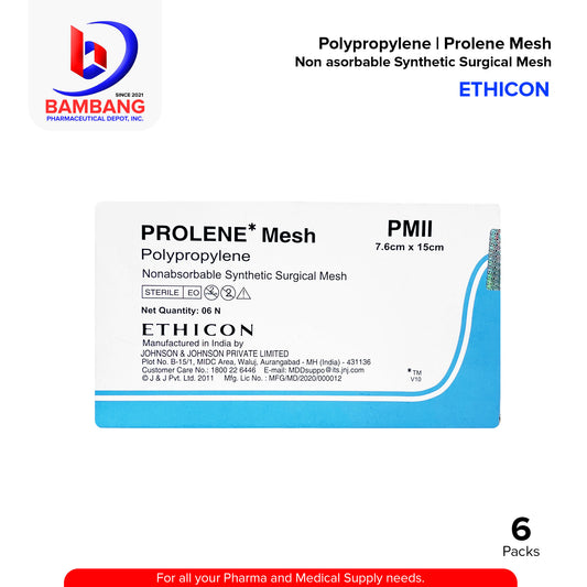 PROLENE* Mesh Polypropylene Nonabsorbable Synthetic Surgical Mesh 7.6 cm x 15 cm Pack 6's