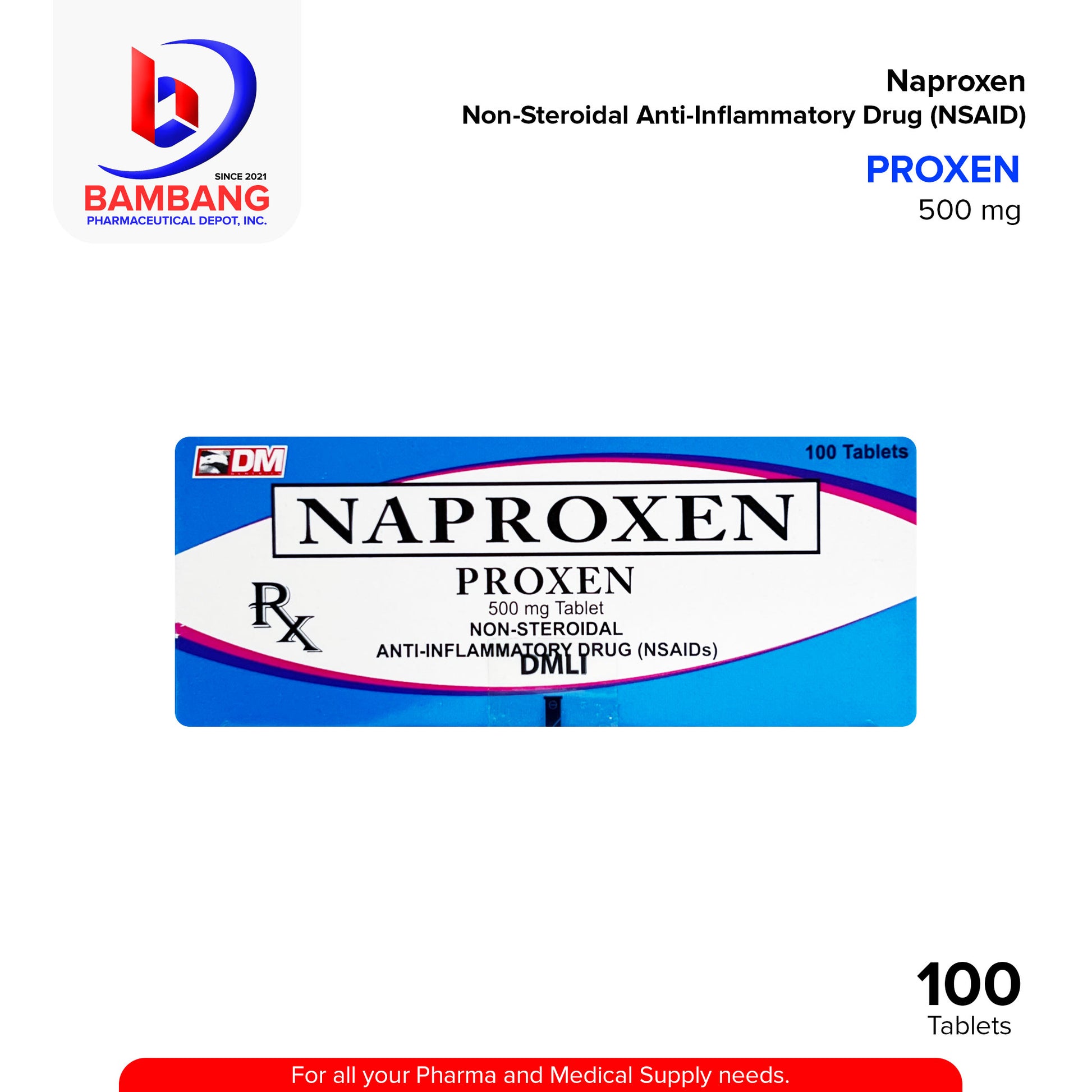 PROXEN Naproxen Non Steroidal Anti Inflammatory Drug NSAIDS 500 mg Tablet 100's