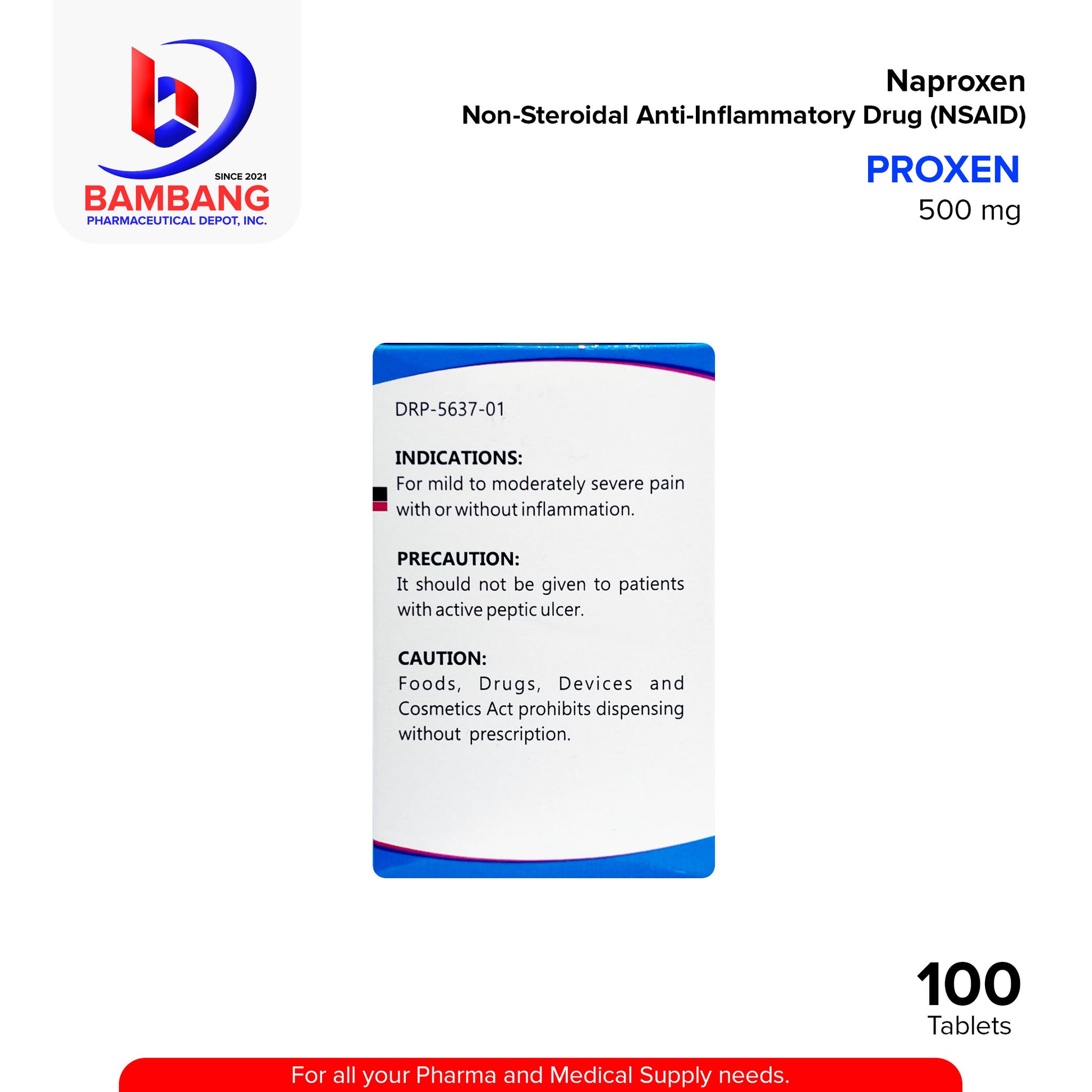 PROXEN Naproxen Non Steroidal Anti Inflammatory Drug NSAIDS 500 mg Tablet 100's