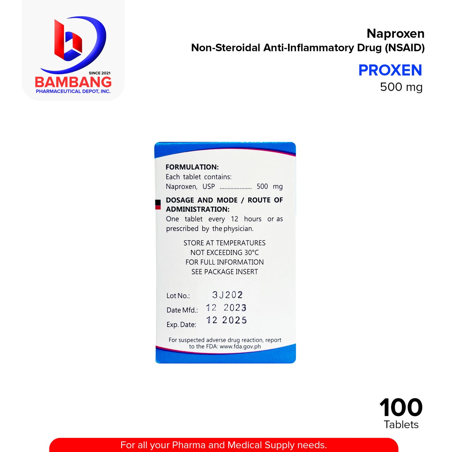 PROXEN Naproxen Non Steroidal Anti Inflammatory Drug NSAIDS 500 mg Tablet 100's