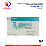 PRESARTAN H 50 Losartan Potassium + Hydrochlorothiazide 50mg/12.5mg Film Coated Tablet 100's