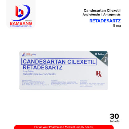 RETADESARTZ Candesartan Cilexetil Angiotensin II Antagonist 8mg Tablet 30's