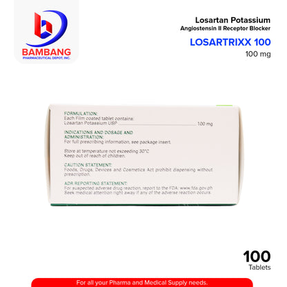 LOSARTRIXX Losartan Potassium 100mg Film Coated Tablet 100's