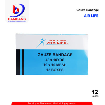 AIR LIFE Gauze Bandage 4" X 10 yards , 19 x 10 Mesh , 12 Boxes