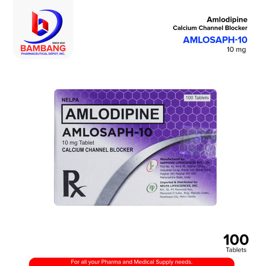 AMLOSAPH Amlodipine Calcium Channel Blocker 10mg Tablet 100's