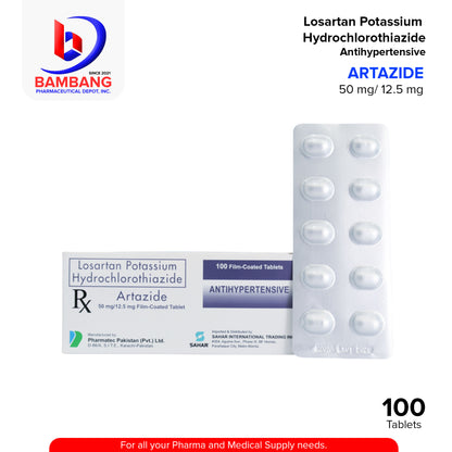 ARTAZIDE Losartan Potassium Hydrochlothiazide Antihypertensive 50 mg / 1.25 mg Film Coated Tablet 100's
