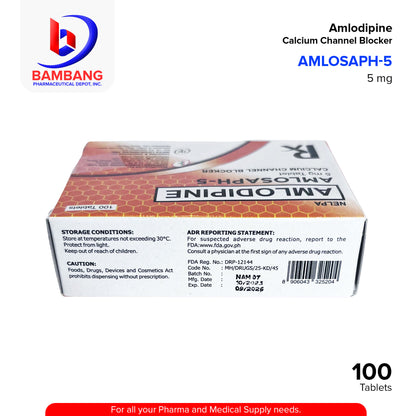 AMLOSAPH Amlodipine Calcium channel Blocker 5mg Tablet 100's