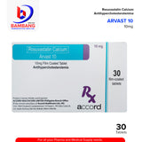 ARVAST 10 Rosuvastatin Calcium 10mg Film Coated Tablet 30's