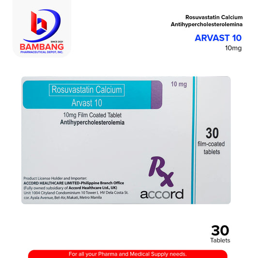 ARVAST 10 Rosuvastatin Calcium 10mg Film Coated Tablet 30's